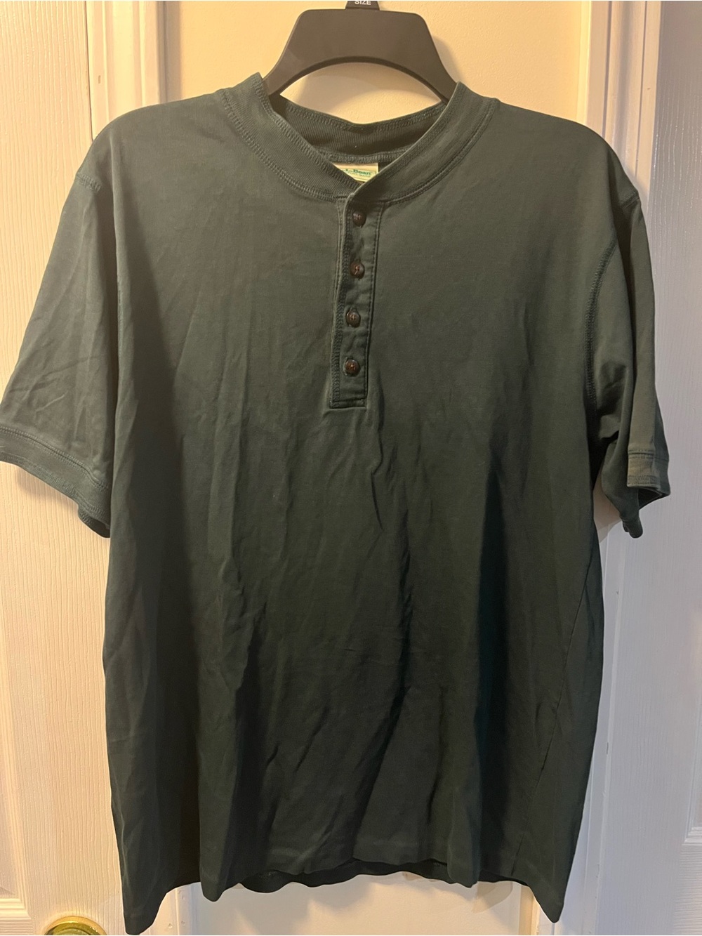 Vintage 90s L.L. Bean Mens Henley Tshirt Green M USA Made VTG Gorp Core Casual